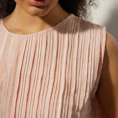 Ali Linen Pintuck Top | Rose