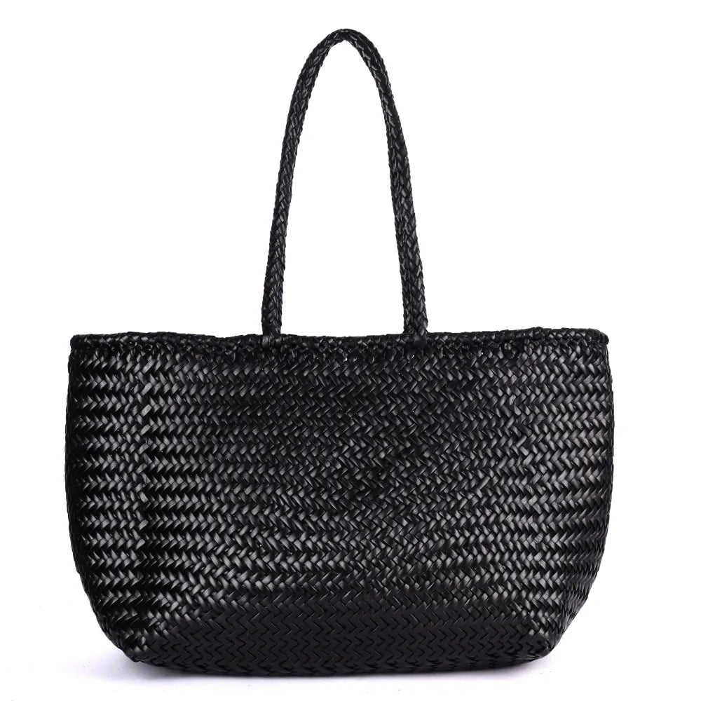 Amalfi Woven Leather Shopper | Black