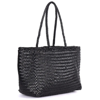 Amalfi Woven Leather Shopper | Black