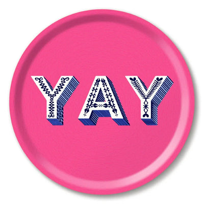 Birchwood Tray Round | YAY | Bright Pink