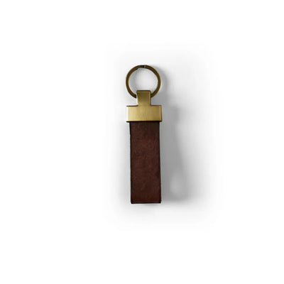Brass Leather Keychain | Dark Brown