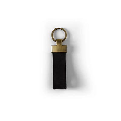 Brass Leather Keychain | Raw Black