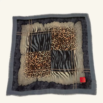 Cashmere Wool Scarf | Leopard Wild | Navy Blue