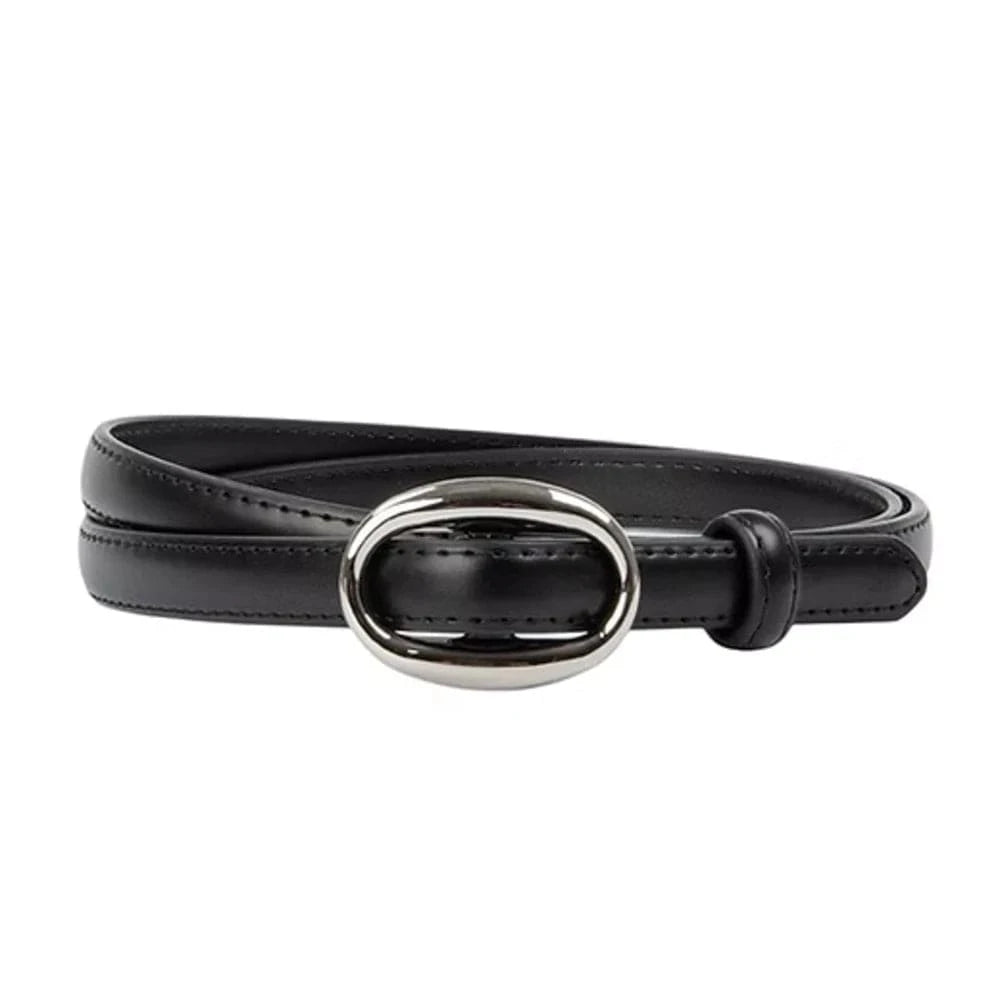 Chicago Black Leather Belt | Silver
