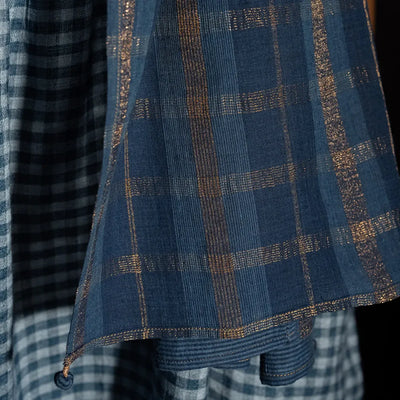 Cotton Check Scarf | Indigo