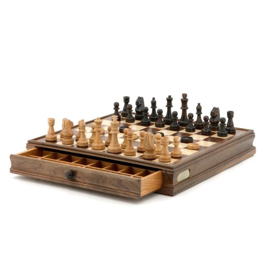 Deluxe Dal Rossi Chess/Checkers Set with Drawers