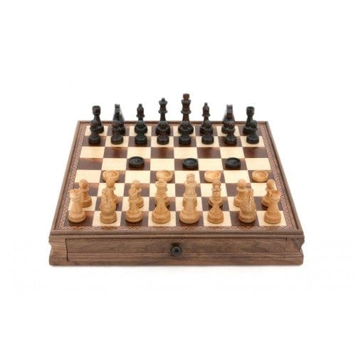 Deluxe Dal Rossi Chess/Checkers Set with Drawers
