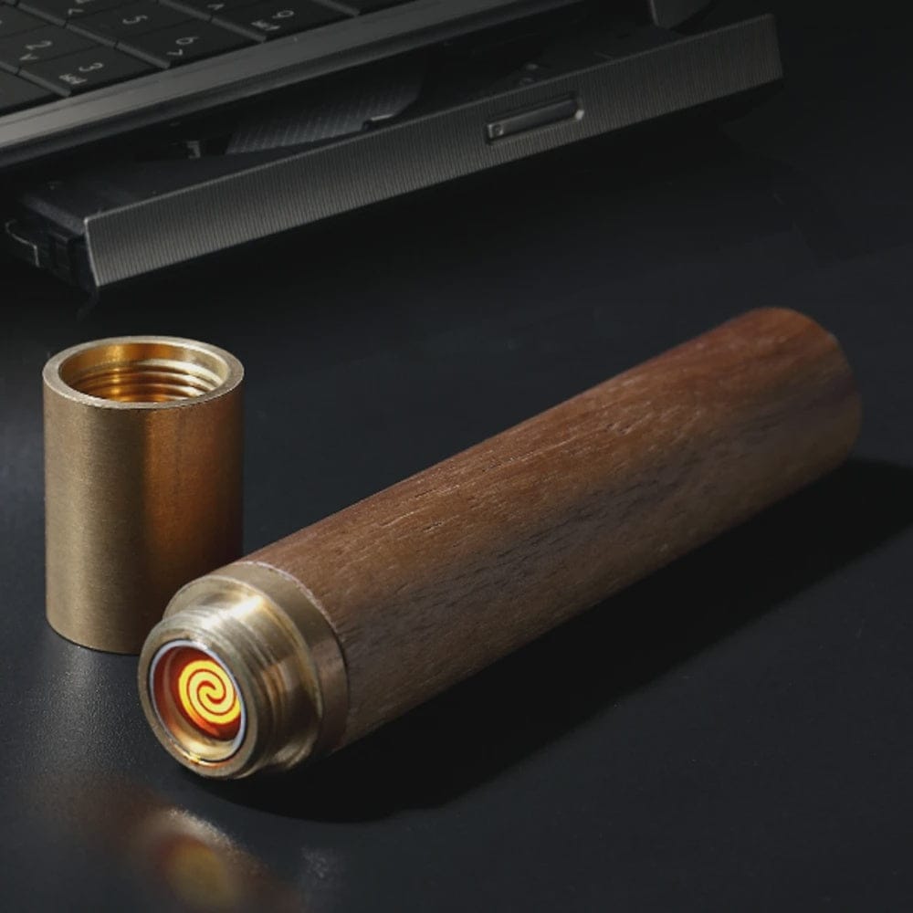 Gingko Flameless Element Lighter | Natural Walnut