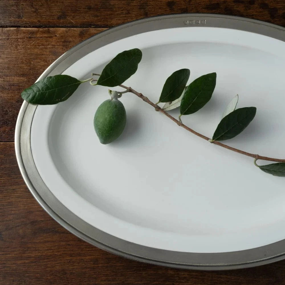 Italian Ceramic and Pewter Serving Platter