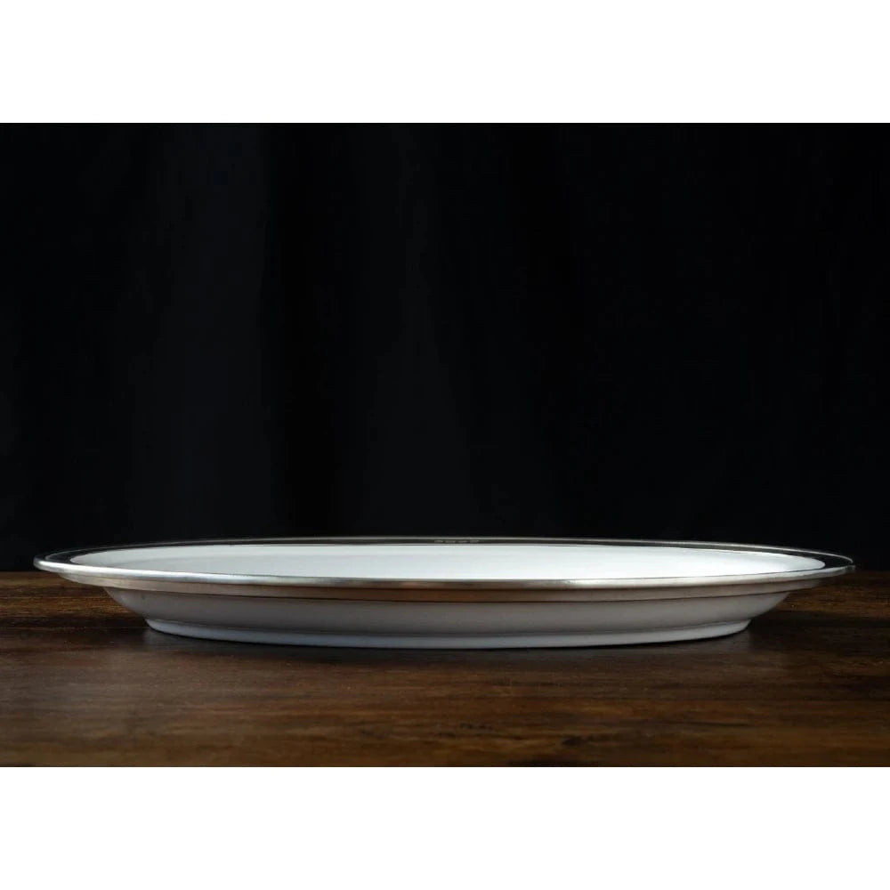 Italian Ceramic and Pewter Serving Platter
