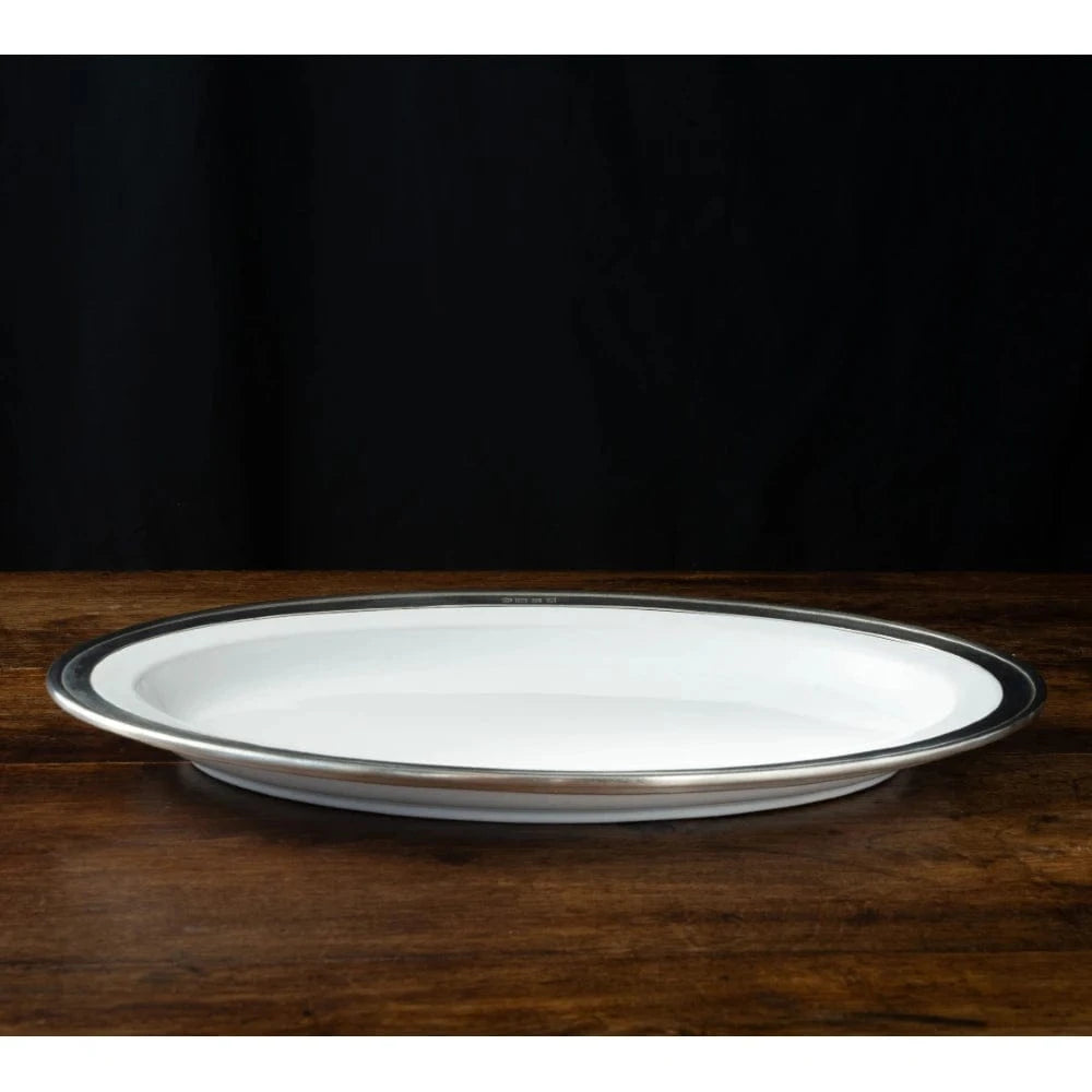 Italian Ceramic and Pewter Serving Platter