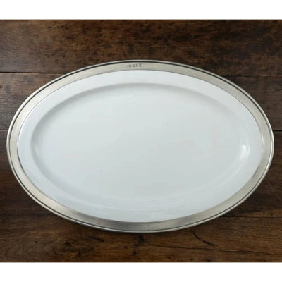 Italian Ceramic and Pewter Serving Platter