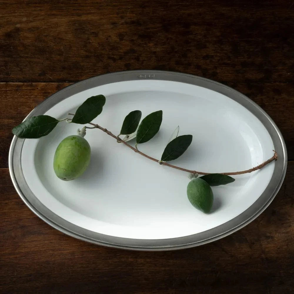 Italian Ceramic and Pewter Serving Platter