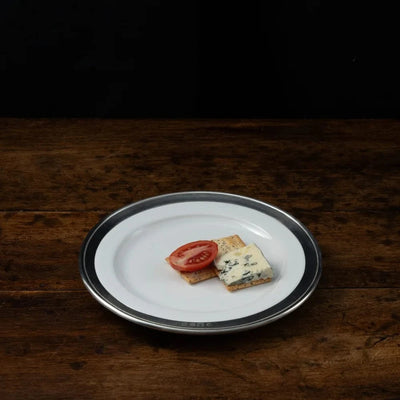 Italian Pewter and Ceramic Dinner Plate