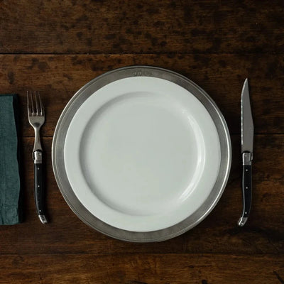 Italian Pewter and Ceramic Dinner Plate