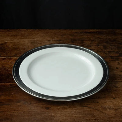 Italian Pewter and Ceramic Dinner Plate