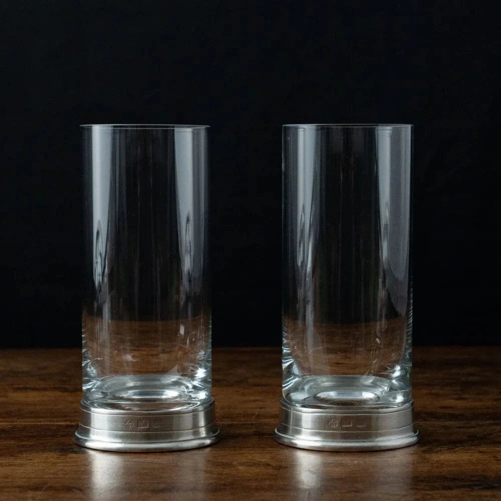 Italian Pewter and Crystal Highball Glass