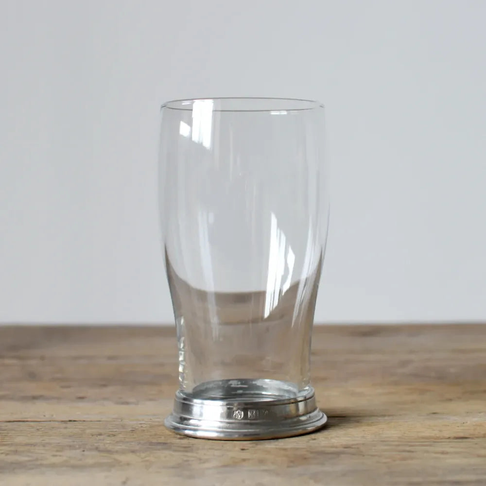Italian Pewter and Crystal Pint Glass