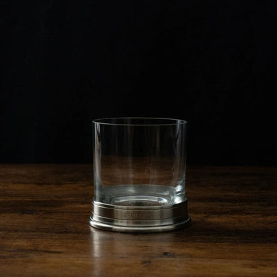 Italian Pewter Large Whiskey or Water Crystal Glass