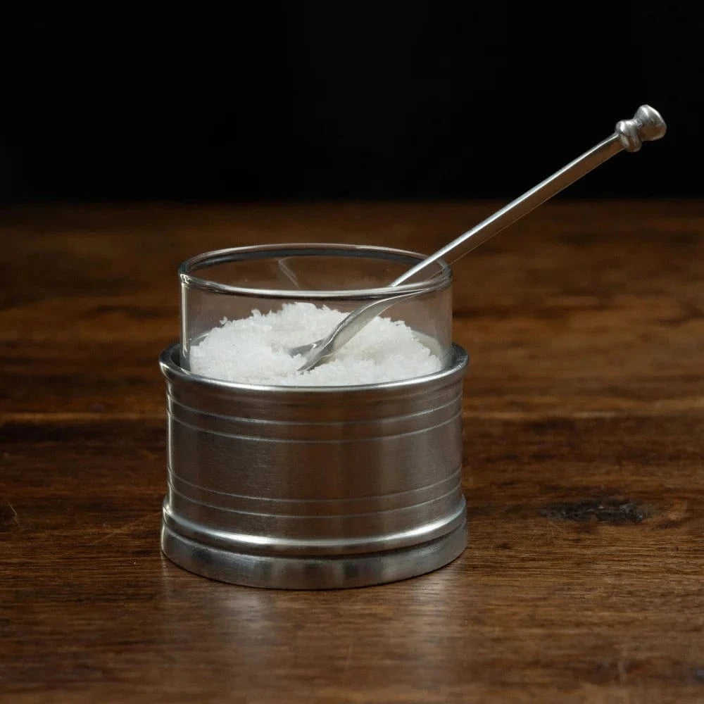 Italian Pewter Salt Cellar with Spoon