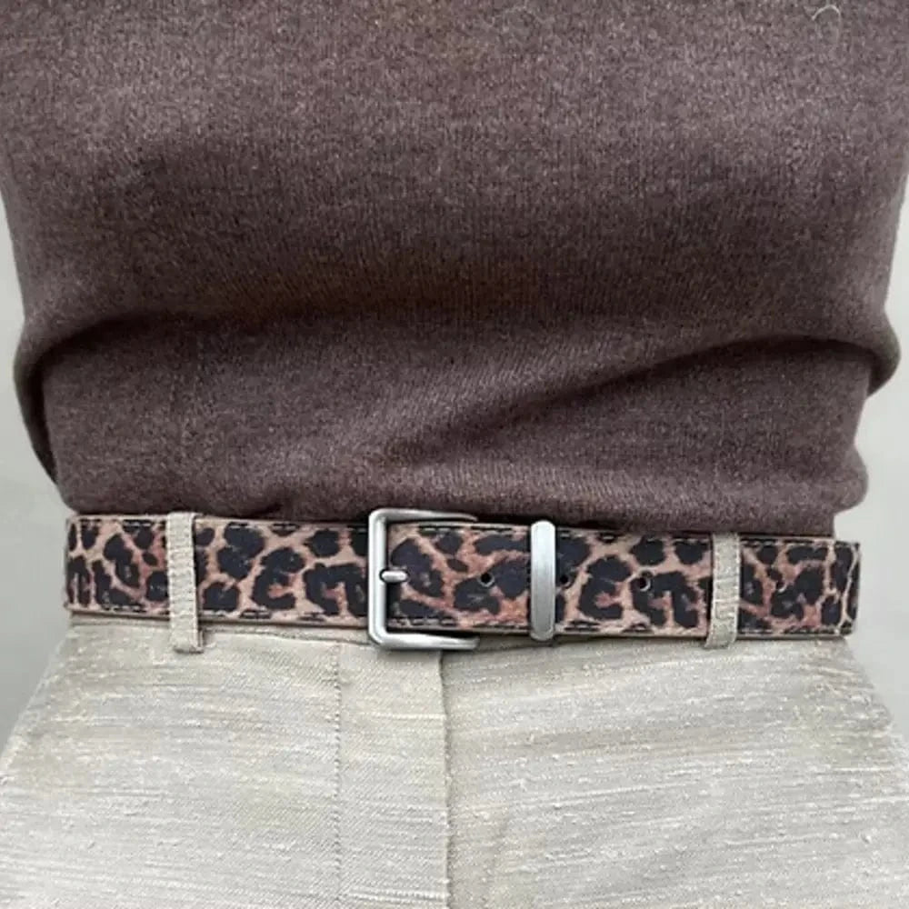 Leopard Leather Belt | Silver