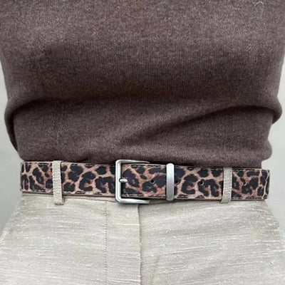 Leopard Leather Belt | Silver