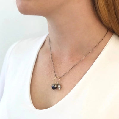 Louise Douglas | Mini Acorn Necklace | Peacock Pearl