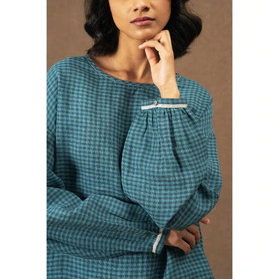 Nicola Linen Check Blouse | Niagara