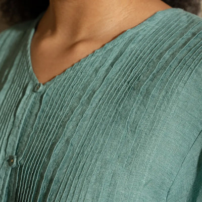 Sally Linen Pintuck Top | Mineral