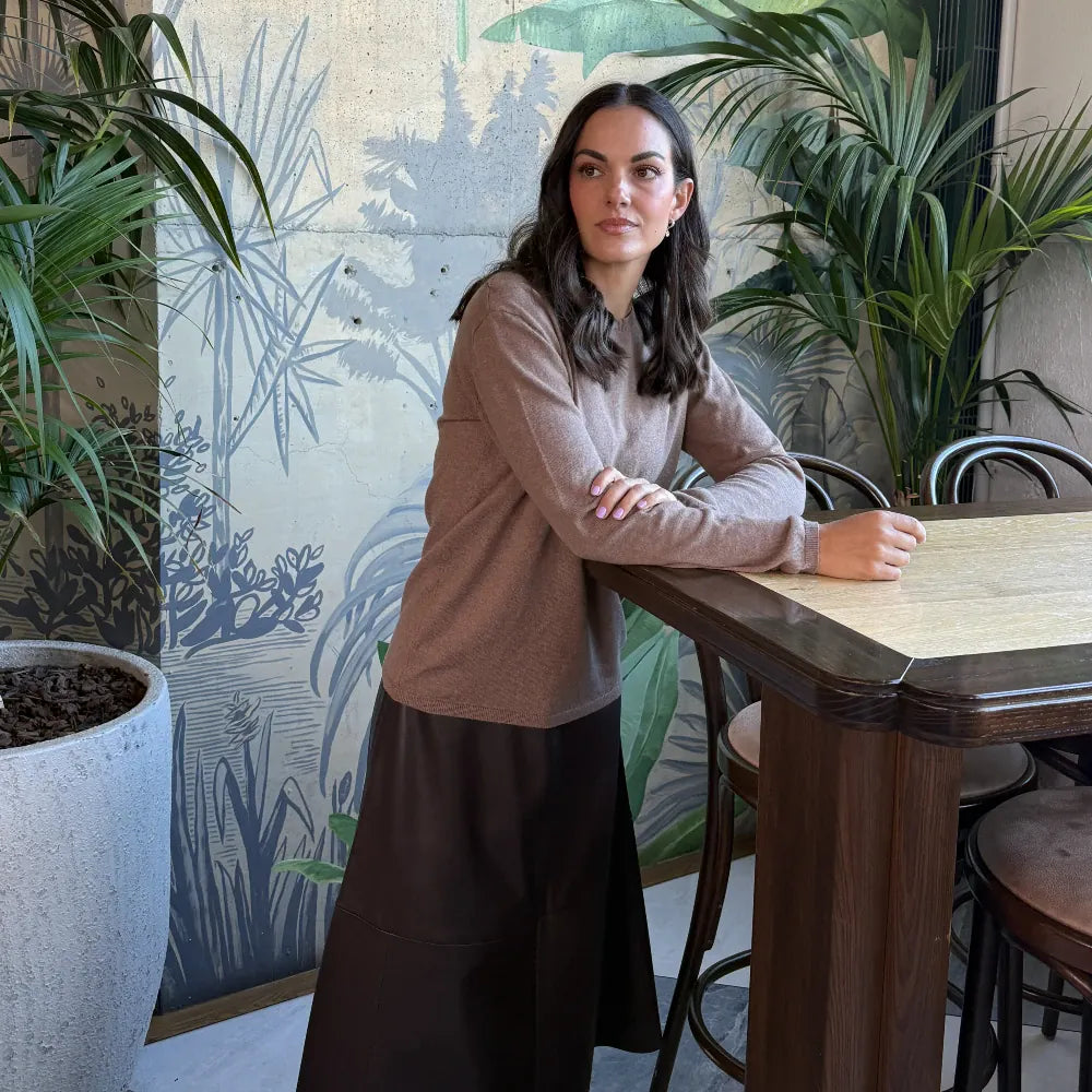 Sapphire Cashmere and Cotton Long Sleeve Top