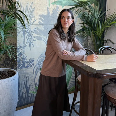 Sapphire Cashmere and Cotton Long Sleeve Top