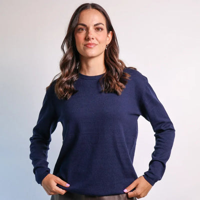 Sapphire Cashmere and Cotton Long Sleeve Top