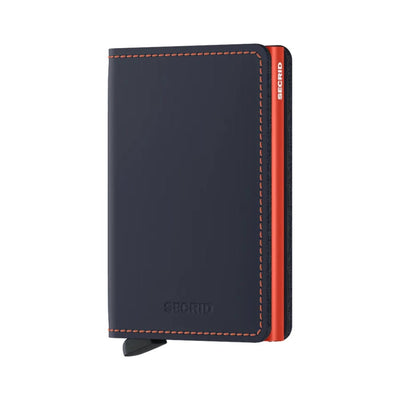 Secrid Matte Leather Slim Wallet | Night Blue/Orange