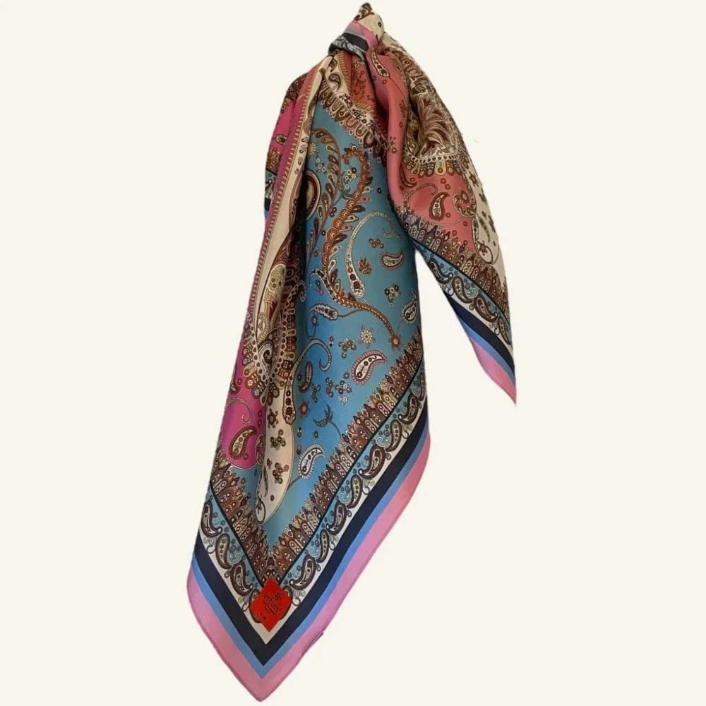 Silk Scarf | Big Paisley | Raspberry Pink