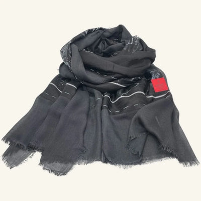 Silk Scarf | Black Flower | Black Night