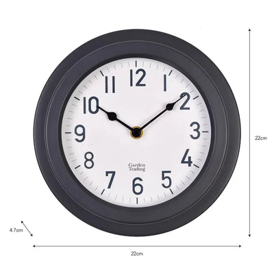 Tenby Clock 22cm | Steel Carbon