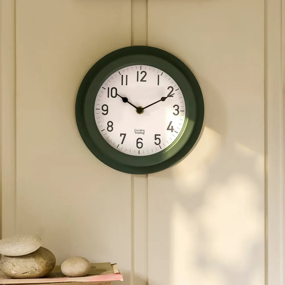 Tenby Clock 22cm | Steel Thistle Green