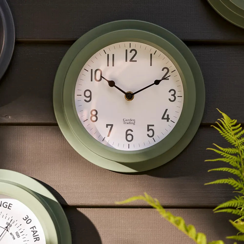 Tenby Clock 22cm | Steel Thistle Green