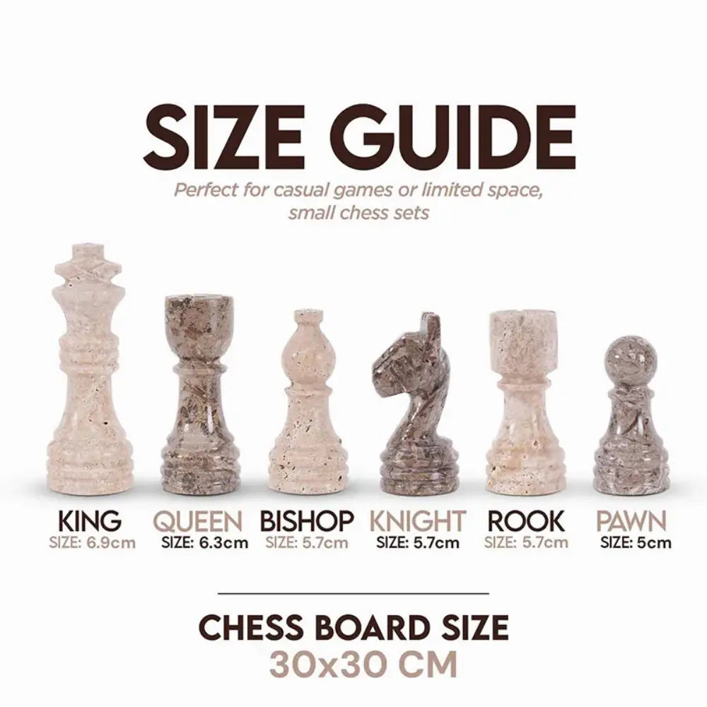 Travertine & Oceanic 30cm | Marble Chess Set