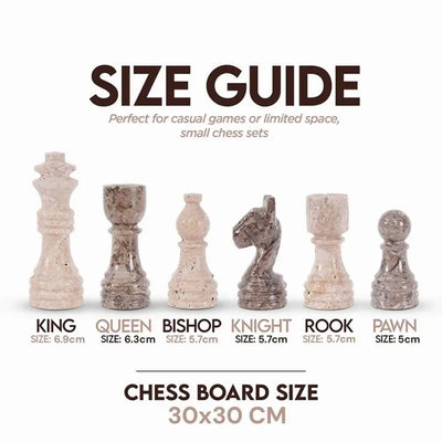 Travertine & Oceanic 30cm | Marble Chess Set