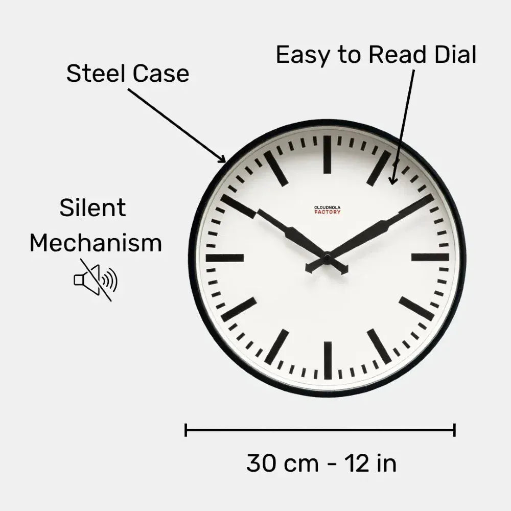 Wall Clock | Factory Black Station | 30cm