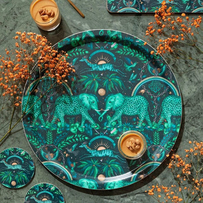 Birchwood Tray Medium Round | Zambezi/Teal
