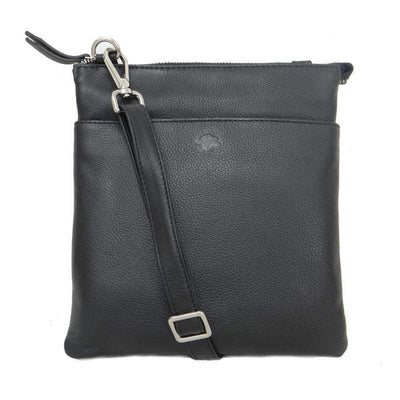 Black/silver Cross Body Leather Handbag | ST31