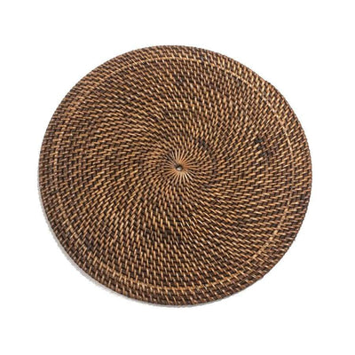 Brown Rattan Placemat Round | Brown