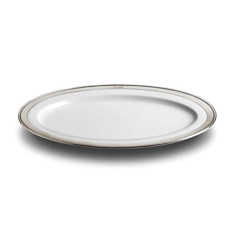 Italian Ceramic and Pewter Serving Platter
