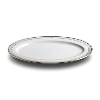 Italian Ceramic and Pewter Serving Platter