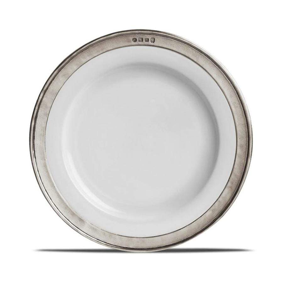 Italian Pewter and Ceramic Dinner Plate