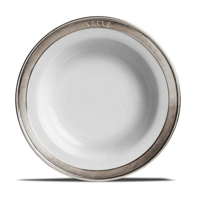 Italian Pewter and Ceramic Soup | Pasta or Dessert Bowl