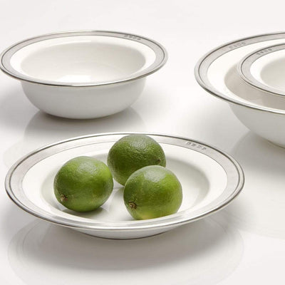 Italian Pewter and Ceramic Soup, Pasta or Dessert Bowl