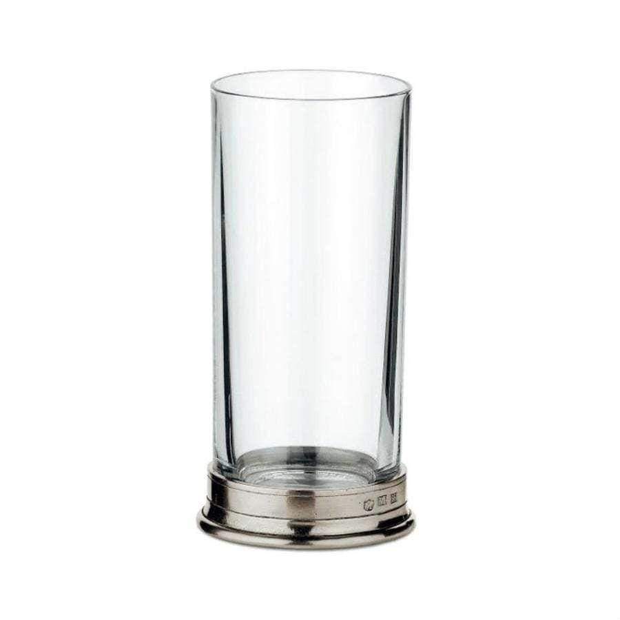 Italian Pewter and Crystal Highball Glass